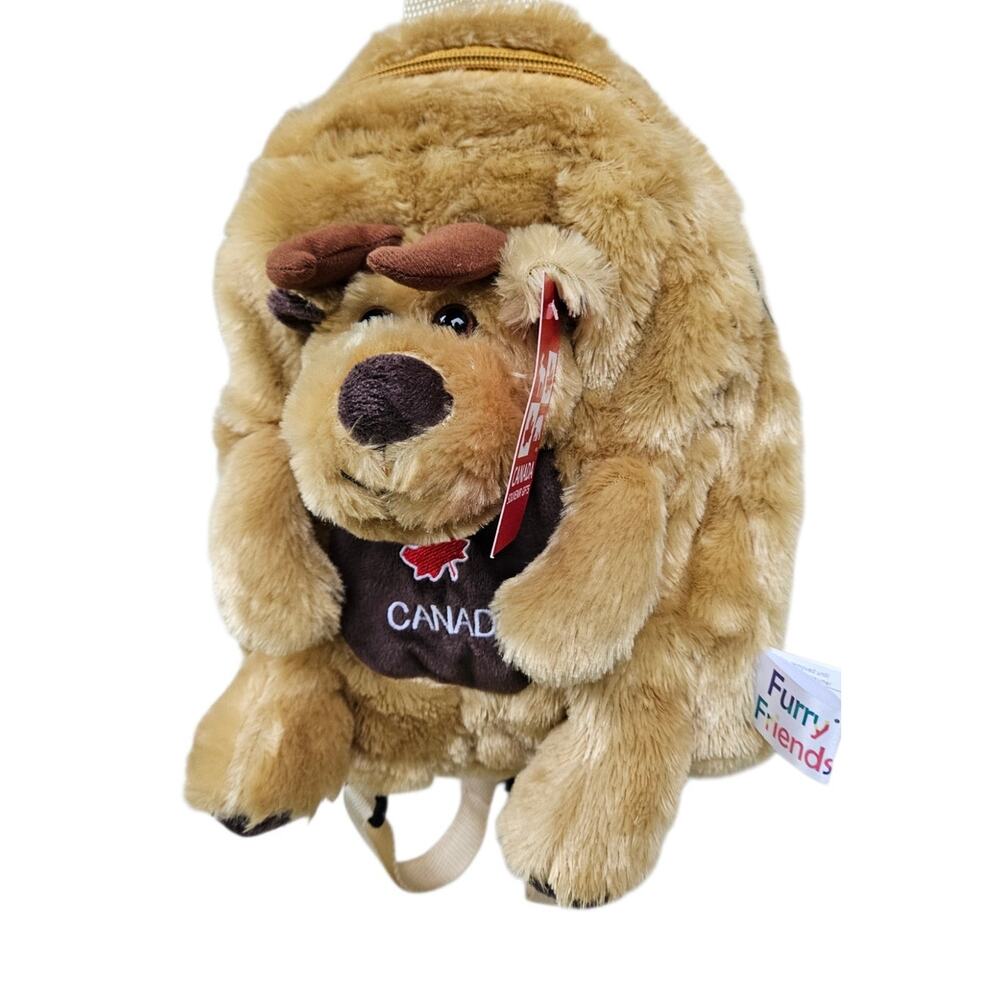 NWT Canada Moose Plush Backpack Kids Furry Friends Souvenir Stuffed Animal Bag